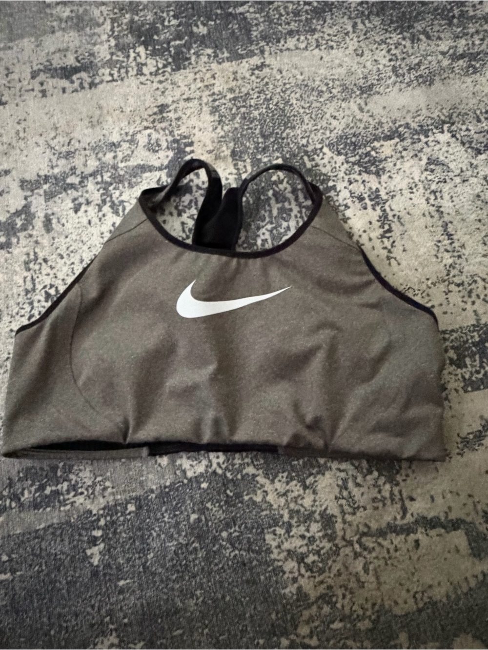 New without tags Nike Olive Grey Racerback Sports Bra with White Swoosh